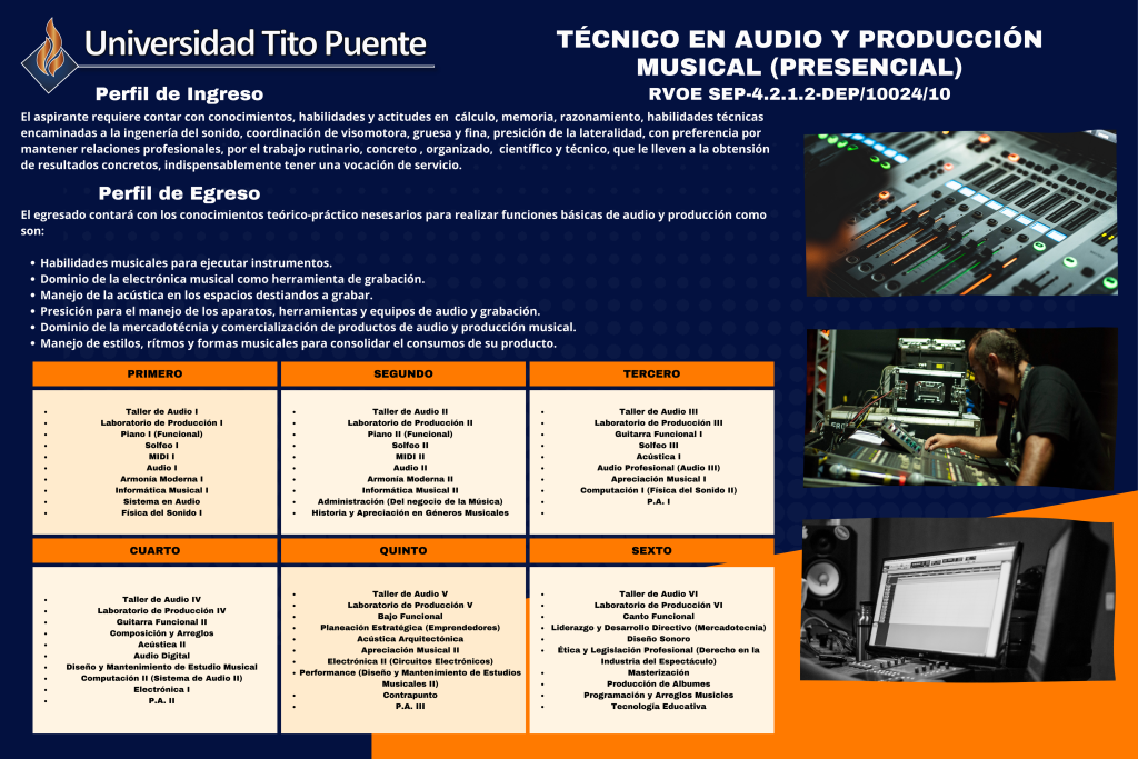 Técnico en Audio Producción Musical Universidad Tito Puente